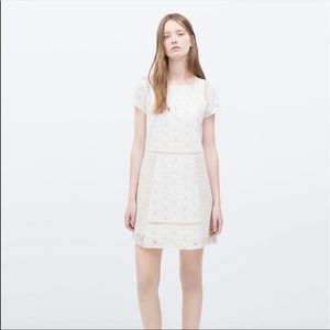 chinese dress ladies Zara White Crochet Lace Mini Dress